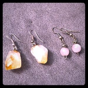 Genuine Citrine & Rose Quartz earrings bundle